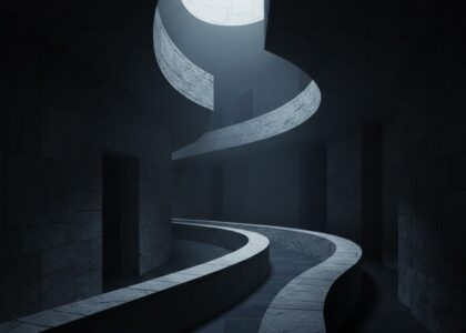 Karanlık bir labirentte kıvrılan sessiz bir yol.